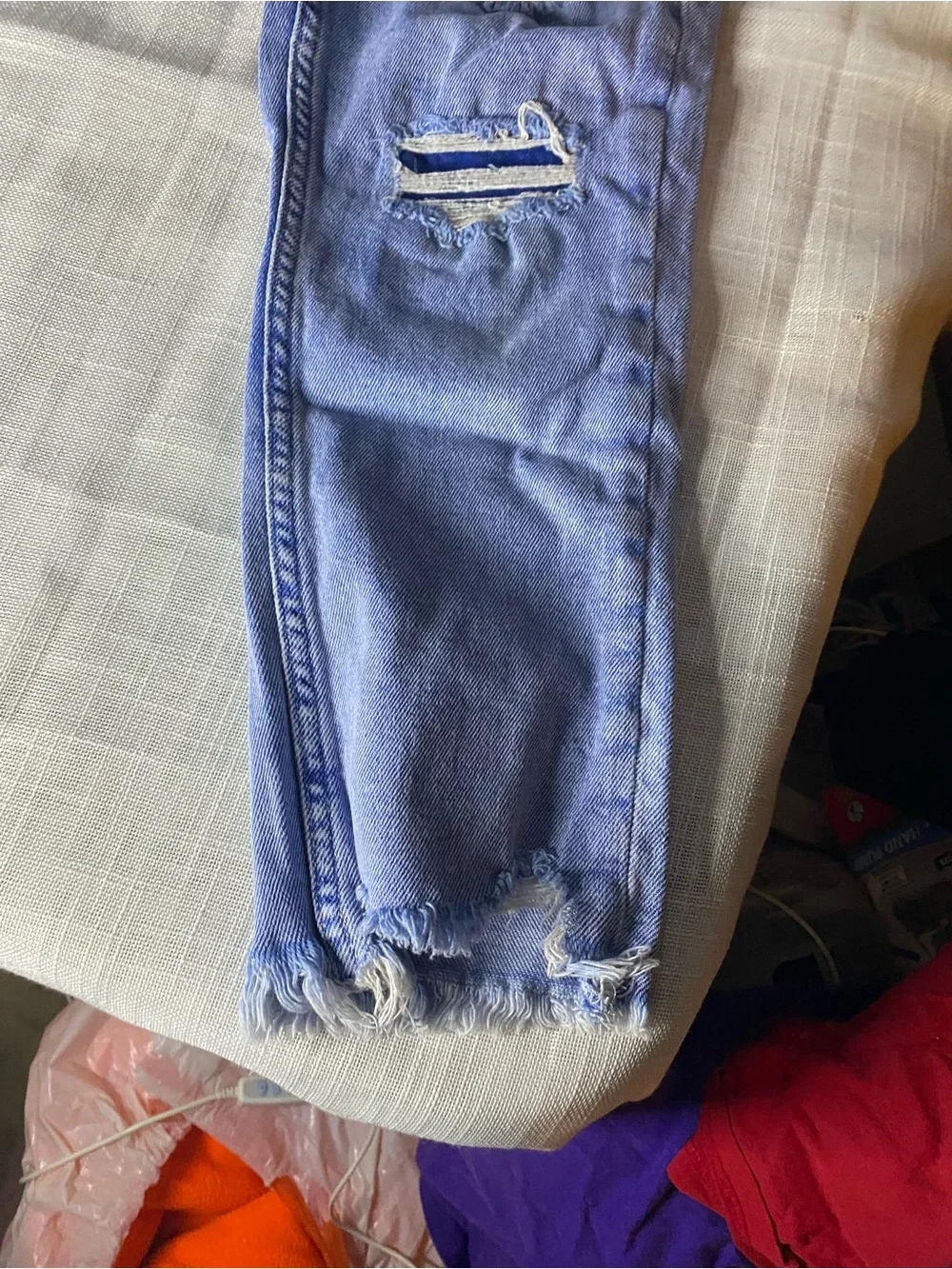 Justice Girls Distressed Medium Blue Ripped Jeans